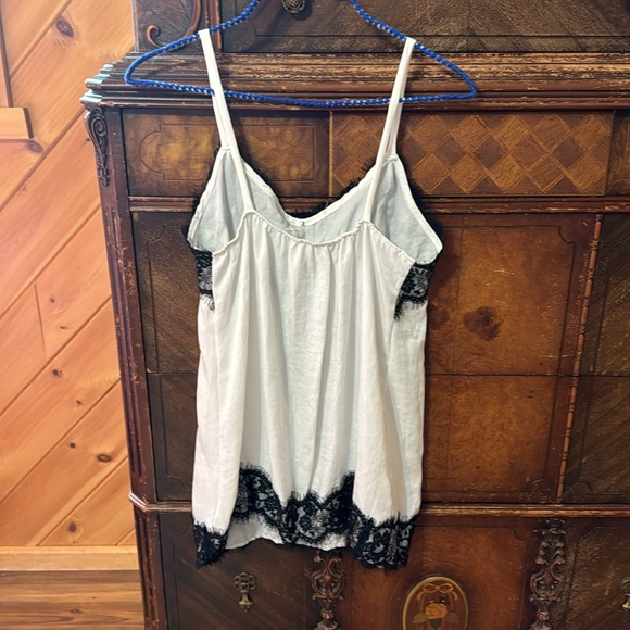 Black Lacy on White Camisole Medium - Picture 3 of 6